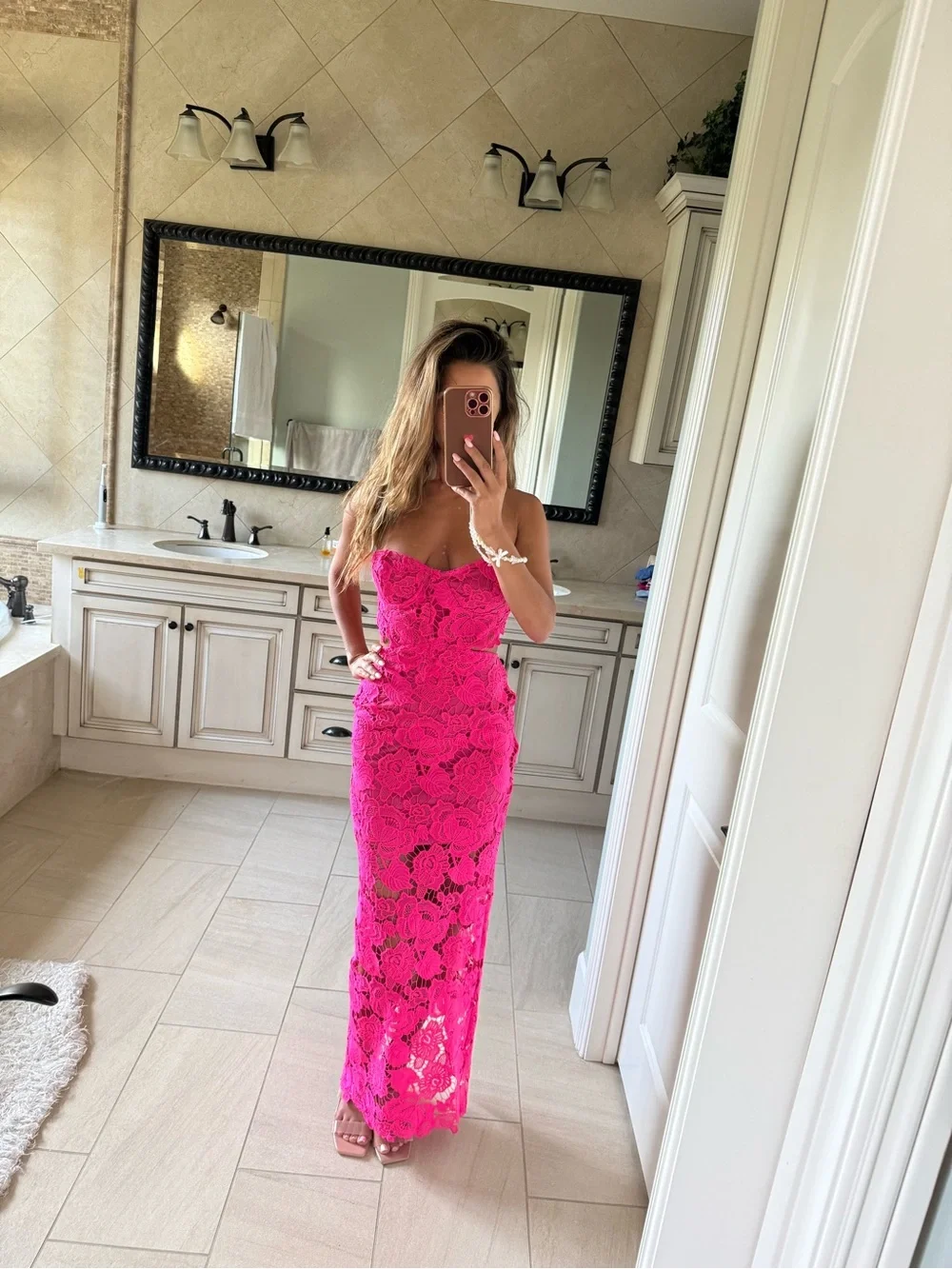 REVOLVE Strapless Fuchsia Lace Maxi Dress - Picture 8 of 8